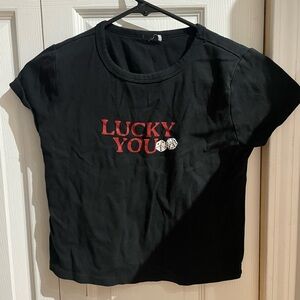 Garage Black Crop Top with Red Dice Design